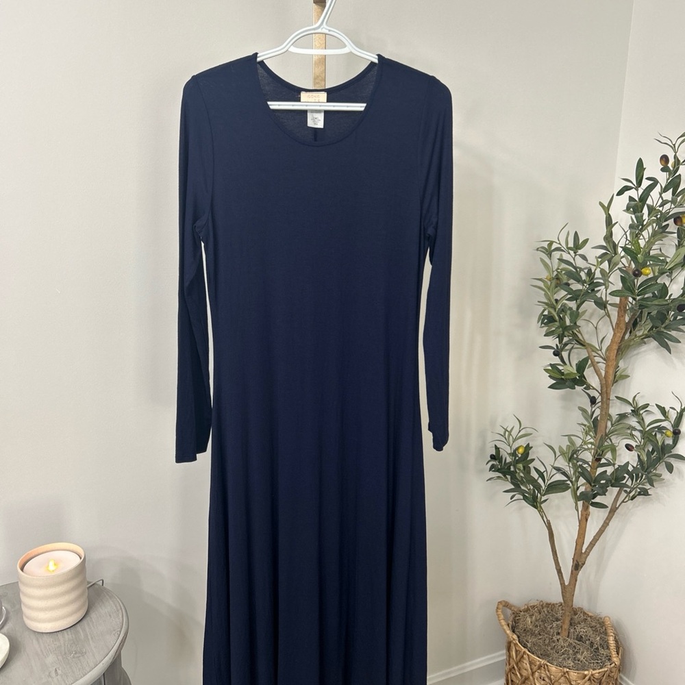 Chic Long Sleeve Navy Dress